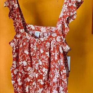 Melrose and Market Red Ruffled Smocked Tank Top